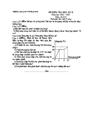 Đề kiểm tra học kỳ II môn Vật lý Lớp 6 - Năm học 2014-2015 - Phòng GD&ĐT Ninh Giang (Kèm hướng dẫn chấm)