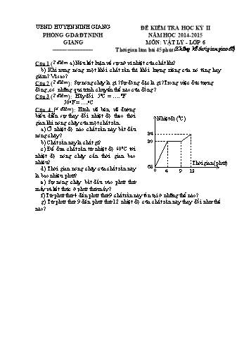 Đề kiểm tra học kỳ II môn Vật lý Lớp 6 - Năm học 2014-2015 - Trường THCS An Đức (Có đáp án)