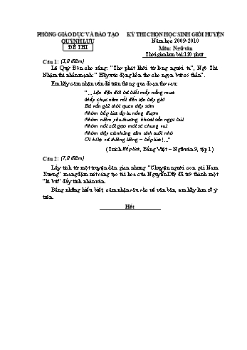 Đề thi chọn học sinh giỏi huyện môn Ngữ văn - Phòng GD&ĐT Quỳnh Lưu
