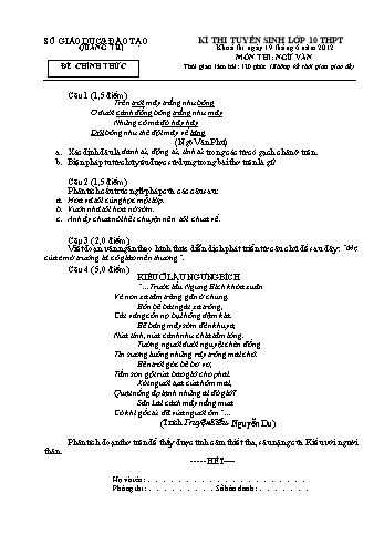 Đề thi tuyển sinh vào lớp 10 THPT môn Ngữ văn - Năm học 2011-2012 - Sở GD&ĐT Quảng Trị (Kèm hướng dẫn chấm)