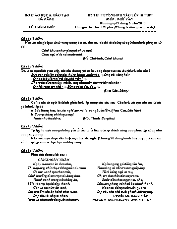 Đề thi tuyển sinh vào lớp 10 THPT môn Ngữ văn - Sở GD&ĐT Đà Nẵng (Có đáp án)