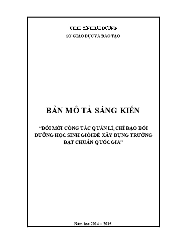 Đổi mới công tác quản lí, chỉ đạo bồi dưỡng học sinh giỏi để xây dựng trường đạt chuẩn quốc gia