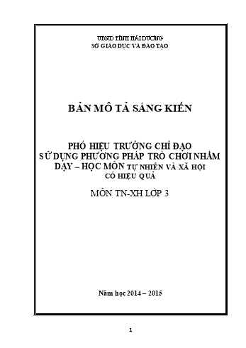 Sáng kiến kinh nghiệm Phó hiệu trưởng chỉ đạo sử dụng phương pháp trò chơi nhằm dạy - học môn Tự nhiên và Xã hội có hiệu quả