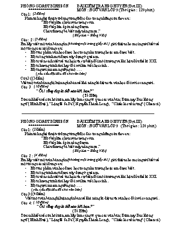 Bài kiểm tra học sinh giỏi huyện đợt III môn Ngữ văn Lớp 9 - Phòng GD&ĐT Bình Sơn (Kèm hướng dẫn chấm)