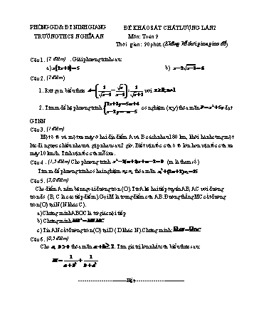 Đề khảo sát chất lượng lần 2 môn Toán Lớp 9 - Trường THCS Nghĩa An