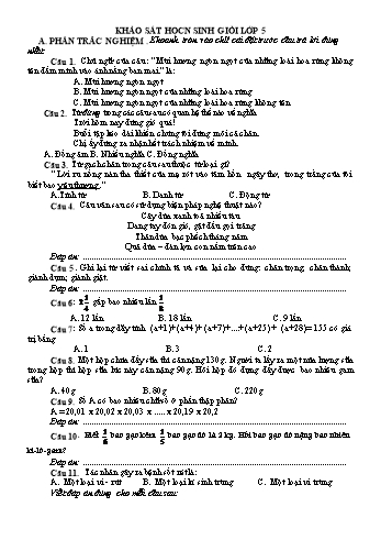 Đề khảo sát học sinh giỏi Lớp 5 (Kèm hướng dẫn chấm)