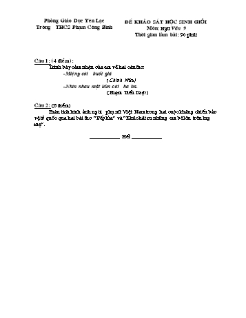Đề khảo sát học sinh giỏi môn Ngữ văn Lớp 9 - Trường THCS Phạm Công Bình (Có đáp án và thang điểm)