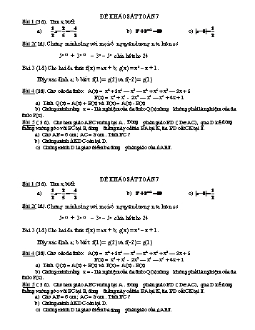 Đề khảo sát môn Toán Lớp 7