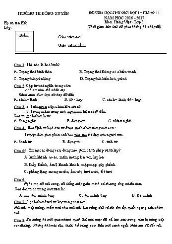 Đề kiểm học sinh giỏi đợt 1 tháng 11 môn Tiếng Việt Lớp 5 - Năm học 2016-2017 - Trường Tiểu học Đông Xuyên