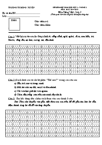 Đề kiểm học sinh giỏi đợt 2 tháng 2 môn Tiếng Việt Lớp 2 - Năm học 2014-2015 - Trường Tiểu học Đông Xuyên