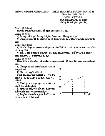 Đề kiểm tra chất lượng học kì II môn Vật lý Lớp 6 - Năm học 2014-2015 - Trường THCS Ninh Hải (Có đáp án và biểu điểm)