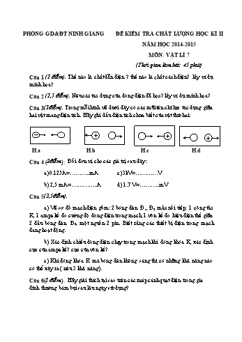 Đề kiểm tra chất lượng học kì II môn Vật lý Lớp 7 - Năm học 2014-2015 - Trường THCS Hồng Đức (Kèm hướng dẫn chấm)
