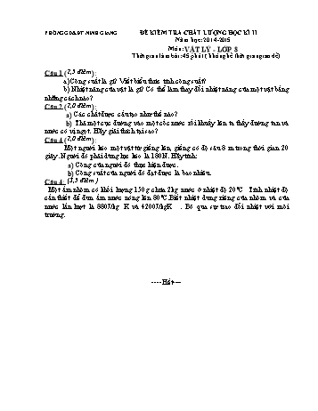 Đề kiểm tra chất lượng học kì II môn Vật lý Lớp 8 - Năm học 2014-2015 - Trường THCS Ứng Hòe (Kèm hướng dẫn chấm)