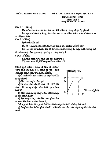 Đề kiểm tra chất lượng học kỳ 2 môn Vật lí Lớp 6 - Năm học 2014-2015 - Trường THCS Văn Hội (Kèm hướng dẫn chấm)