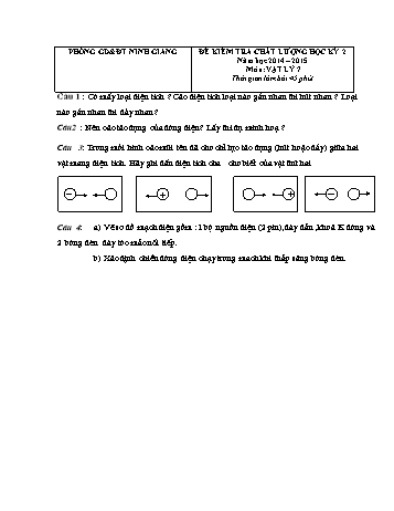 Đề kiểm tra chất lượng học kỳ 2 môn Vật lý Lớp 7 - Năm học 2014-2015 - Trường THCS Nghĩa An (Kèm hướng dẫn chấm)