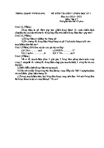 Đề kiểm tra chất lượng học kỳ 2 môn Vật lý Lớp 7 - Năm học 2014-2015 - Trường THCS Văn Hội (Kèm hướng dẫn chấm)