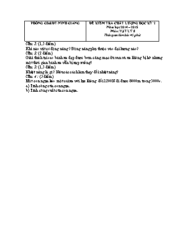 Đề kiểm tra chất lượng học kỳ 2 môn Vật lý Lớp 8 - Năm học 2014-2015 - Trường THCS Nghĩa An (Kèm hướng dẫn chấm)