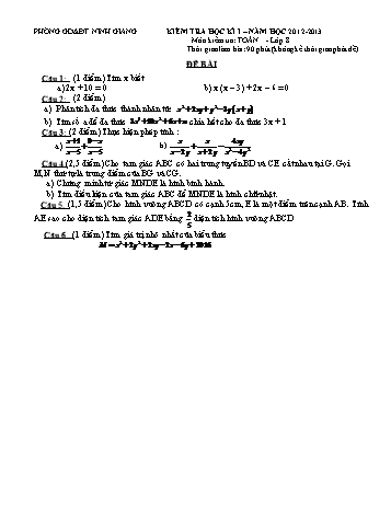 Đề kiểm tra học kì I môn Toán Lớp 8 - Năm học 2012-2013 - Phòng GD&ĐT Ninh Giang