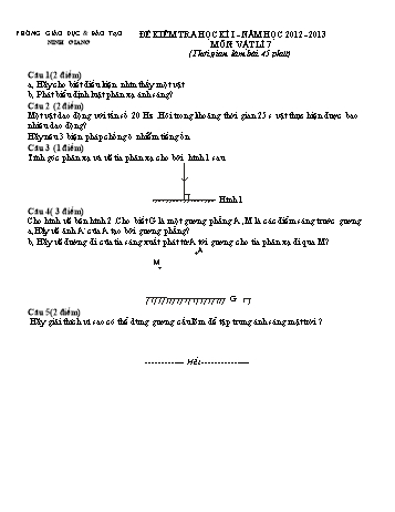 Đề kiểm tra học kì I môn Vật lí Lớp 7 - Năm học 2012-2013 - Phòng GD&ĐT Ninh Giang (Kèm hướng dẫn chấm)