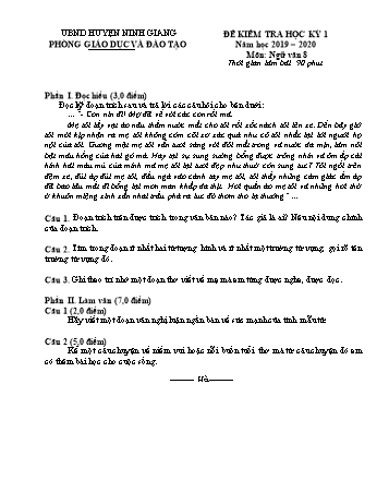Đề kiểm tra học kỳ 1 môn Ngữ văn Lớp 8 - Năm học 2019-2020 (Kèm hướng dẫn chấm)