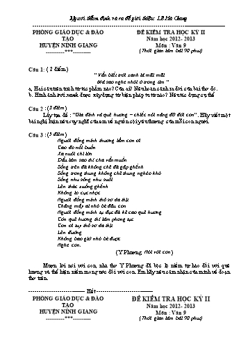 Đề kiểm tra học kỳ II môn Ngữ văn Lớp 9 - Năm học 2012-2013 - Lê Hà Giang