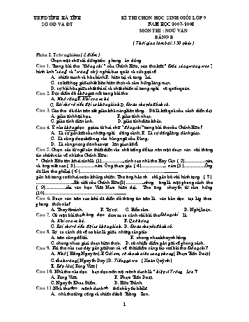 Đề thi chọn học sinh giỏi bảng B môn Ngữ văn Lớp 9 - Sở GD&ĐT Hà Tĩnh