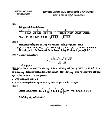 Đề thi chọn học sinh giỏi cấp huyện Lớp 9 - Phòng GD&ĐT Ninh Giang