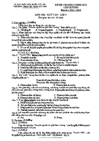 Đề thi chọn học sinh giỏi cấp trường môn Ngữ văn Lớp 9 - Năm học 2012-2013 - Trường THCS Thị trấn Cát Hải (Kèm hướng dẫn chấm)