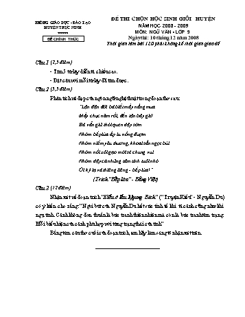 Đề thi chọn học sinh giỏi huyện môn Ngữ văn Lớp 9 - Phòng GD&ĐT Trực Ninh (Kèm hướng dẫn chấm)