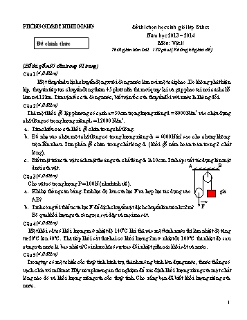 Đề thi chọn học sinh giỏi lớp 8 THCS môn Vật lí - Năm học 2013-2014 - Phòng GD&ĐT Ninh Giang (Kèm hướng dẫn chấm)