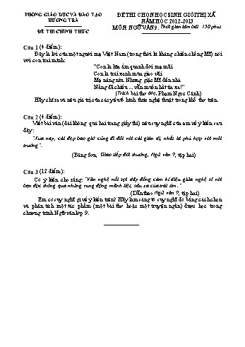 Đề thi chọn học sinh giỏi Thị xã môn Ngữ văn Lớp 9 - Năm học 2012-2013 - Phòng GD&ĐT Hương Trà (Kèm hướng dẫn chấm)