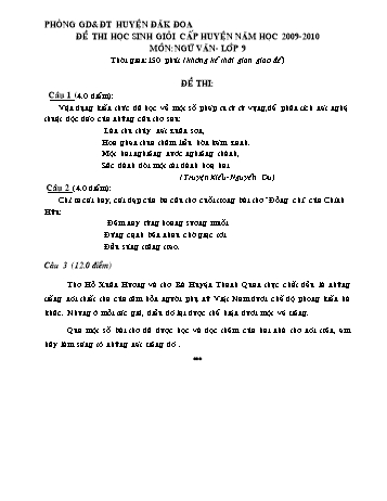 Đề thi học sinh giỏi cấp huyện môn Ngữ văn Lớp 9 - Phòng GD&ĐT Đăk Đoa (Có đáp án)