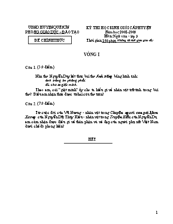 Đề thi học sinh giỏi cấp huyện môn Ngữ văn Lớp 9 - Phòng GD&ĐT Quế Sơn (Kèm hướng dẫn chấm)