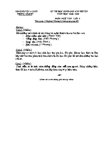 Đề thi học sinh giỏi cấp huyện môn Ngữ văn Lớp 9 - Phòng GD&ĐT A Lưới (Kèm hướng dẫn chấm)