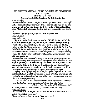 Đề thi học sinh giỏi lớp 9 cấp huyện môn Ngữ văn - Năm học 2012-2013 - Phòng GD&ĐT Yên Lạc (Kèm hướng dẫn chấm)