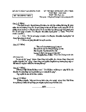 Đề thi học sinh giỏi lớp 9 THCS môn Ngữ văn - Sở GD&ĐT Quảng Nam