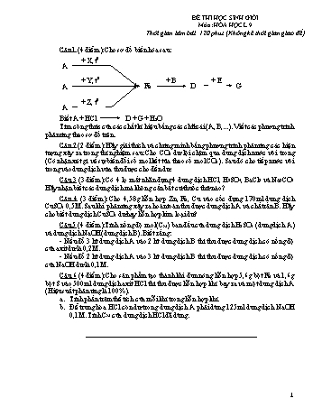 Đề thi học sinh giỏi môn Hóa học Lớp 9