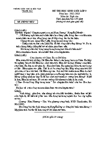 Đề thi học sinh giỏi môn Ngữ văn Lớp 9 - Năm học 2012-2013 - Phòng GD&ĐT Thanh Oai (Kèm hướng dẫn chấm)