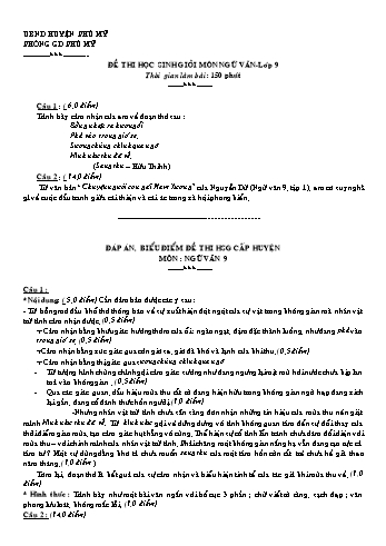Đề thi học sinh giỏi môn Ngữ văn Lớp 9 - Phòng GD&ĐT Phú Mỹ (Có đáp án và biểu điểm)