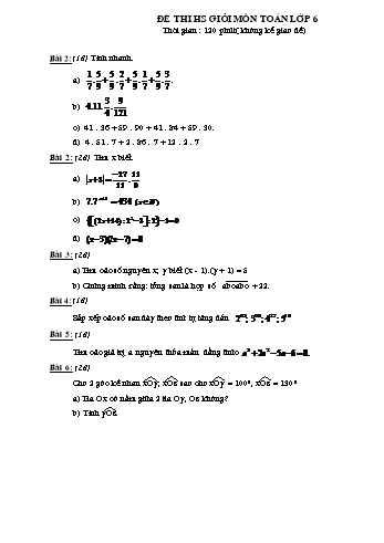 Đề thi học sinh giỏi môn Toán Lớp 6 (Có đáp án)