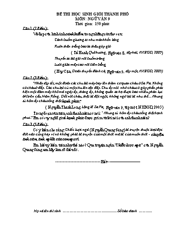Đề thi học sinh giỏi Thành phố môn Ngữ văn Lớp 9 (Kèm hướng dẫn chấm)