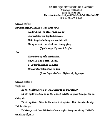 Đề thi học sinh giỏi vòng 2 môn Ngữ văn Lớp 9 - Năm học 2012-2013 (Kèm hướng dẫn chấm)