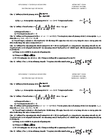 Đề thi thử vào 10 môn Toán Lớp 9 - Năm học 2015-2016 - Trường THCS Quyết Thắng (Có đáp án)