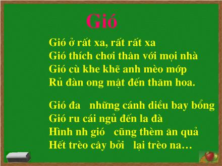 Bài giảng Chính tả Khối 2 - Bài: Gió
