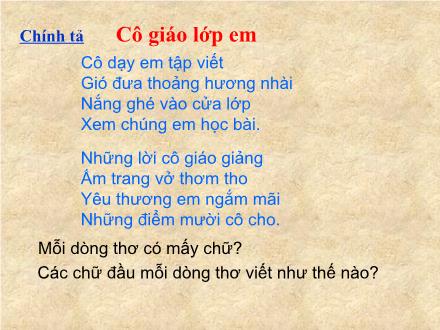 Bài giảng Chính tả Lớp 2 - Bài: Cô giáo lớp em