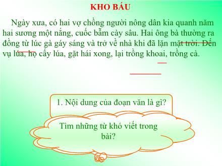 Bài giảng Chính tả Lớp 2 - Bài: Kho báu