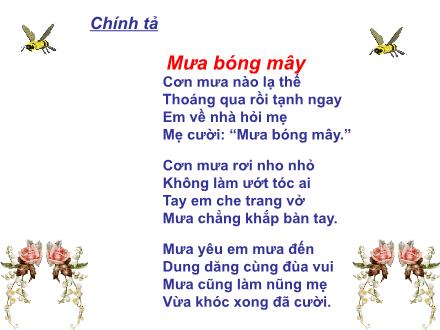 Bài giảng Chính tả Lớp 2 - Bài: Mưa bóng mây