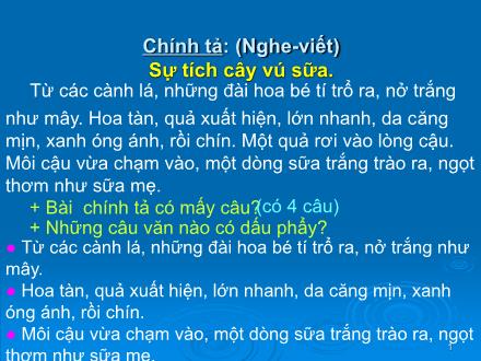 Bài giảng Chính tả Lớp 2 - Bài: Sự tích cây vú sữa