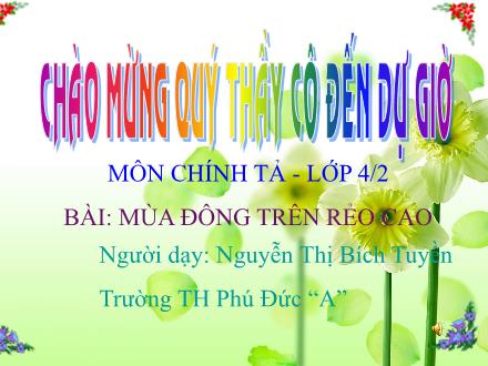 Bài giảng Chính tả Lớp 4 - Bài: Mùa đông trên rẻo cao - Nguyễn Thị Bích Tuyền - Năm học 2010-2011