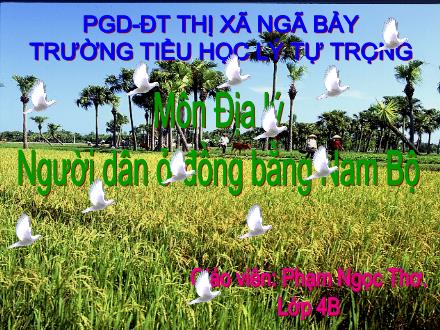 Bài giảng Địa lí Lớp 4 - Bài: Người dân ở đồng bằng Nam Bộ - Phạm Ngọc Thơ - Năm học 2010-2011